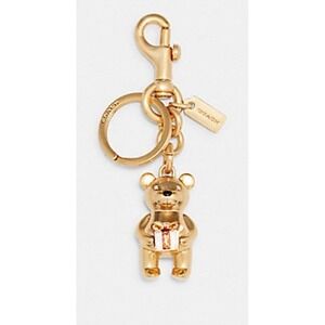 COACH METAL GIFTING TEDDY BEAR 3D KEYCHAIN CHARM NWT
